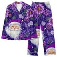 thumbnail image 2 of Christmas Pajamas Sets for Women Long Sleeve Holiday Graphic V Neck Button Down Length Pants Two Piece PJS Multicolor S, 2 of 7