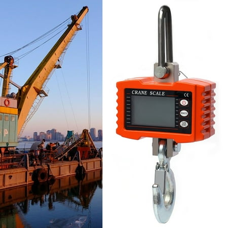 Miumaeov Digital Crane Scale 2200lbs Industrial Crane Hoist Scale LCD Digital Electronic Hook Hanging Weight Scale with LED Display for Farm Factory Construction Hunting Orange