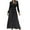 Black, variant on IROINNID Maxi Dress for Women Slim Pleated Belted Long-Sleeve V-Neck A-Line Color Dress ,Green