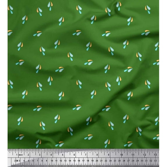 Soimoi Green Viscose Chiffon Fabric Colourful Water Drops Nature Printed Craft Fabric by the Yard 42 Inch Wide
