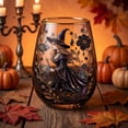 thumbnail image 6 of Vintage Witch Floral Gold Rim Stemless Wine Glass, Dark Flower Witch Print Clear Glass Tumbler, Gothic Halloween Decorative Drinking Cup for Wine Water Home Bar Holiday Gift, 6 of 7