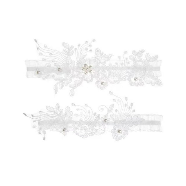 2 Pieces Bridal Wedding Garter Lace Garter Belt Stretch Hand Sewn for Prom Dance