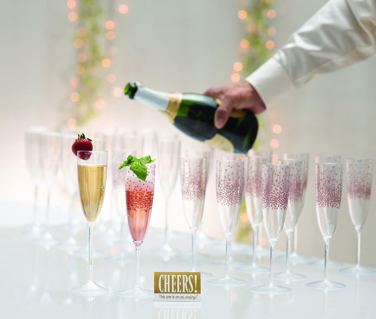 Fun Express Plastic Etched Champagne Flutes, 5 oz, Set of 25