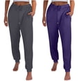 thumbnail image 2 of ctdiral Womens Sweatpants 2 Piece Baggy Drawstring Sweat Pants with Pockets Elastic Waisted Lounge Joggers Fall Thin Fleece Straight Trousers Purple XXXL, 2 of 8