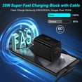 thumbnail image 2 of 25W PD Dual-Port Fast Wall Charger Block with 6FT Type-C Cable, Power Adapter Compatible with iPhone 17/16/15 Pro Max iPad Pro Galaxy S26 Android,Black, 2 of 7