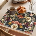 thumbnail image 3 of Vintage Flower Placemats Set of 6 Colorful Garden Floral Botanicals Blossom Place Mats Indoor Wipeable Table Mats Washable Cloth Dining Table Placemats for Kitchen Holiday Party Home Decor 13x19 Inch, 3 of 9