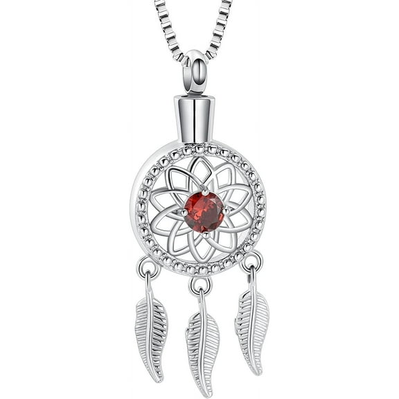 Crystal Dream Catcher Urn Necklace Ashes Cremation Jewelry for Ashes Holder Dreamcatcher Feather Memorial Keepsake Pendant Necklace for Human