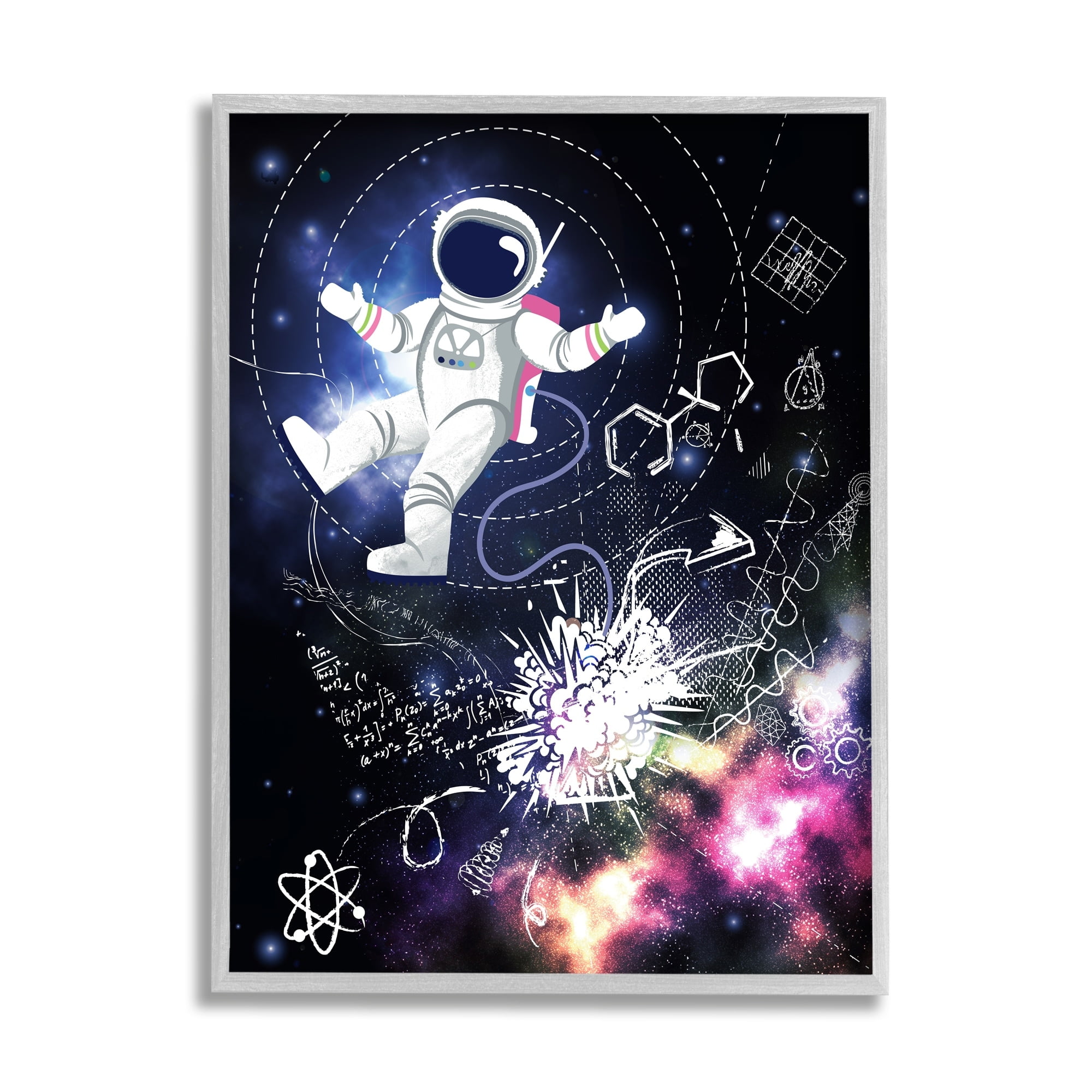 Stupell Industries Galactic Astronaut Vivid Nebula Scientific Patterns Framed Wall Art, 24 x 30, Design by Jennifer Ellory