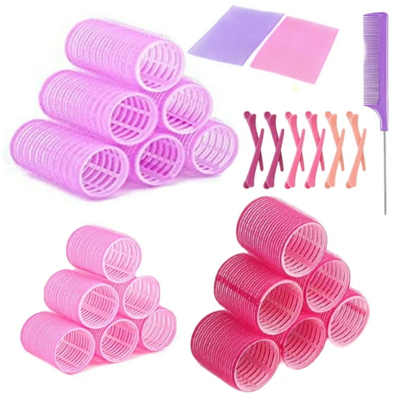 Hair Curlers,Hair Rollers Set, Hair Rollers for Women,Big Hair Rollers for Long Hair,33 Pcs 3 Sizes with Clips & Comb, Jumbo Self Grip Hair Curlers, Velcrorollers for Hair Salon