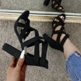 thumbnail image 2 of Juebong Sandals clearance Women's Mid Heels Open Toe Chunky Block Heeled Strappy Ankle Buckle Pump Sandals Summer Platform Wedge Sandals, 2 of 5
