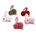 thumbnail image 1 of OULII 5Pcs Plush Rabbit Hair Barrettes Assorted Colors Elegant Hair Pins for Party Headwear, 1 of 8