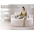 thumbnail image 4 of Leumius Oversized Round Chaise Lounge Sofa,Upholstered Lounge Chair with 2 Pillows and Cupholders,Boneless Sofa Couch with Memory Foam,Deep Seat Sleeper Chair for Living Room,No Assembly,White, 4 of 9