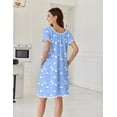 thumbnail image 4 of EKOUAER Cotton Nightgowns for Women Lace Trim Sleep Shirts Short Sleeve Night Shirts Sleep Dress with Pockets, 4 of 6
