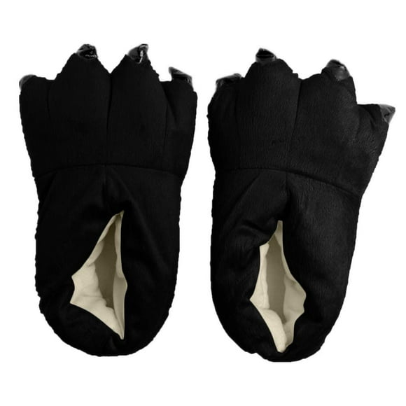 Japsom Unisex Cozy Flannel House Monster Slippers Halloween Animal Costume Paw Claw Shoes Black L