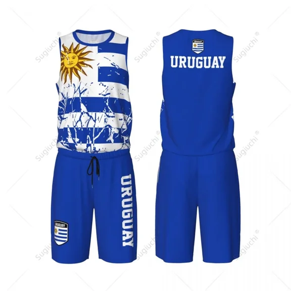 Team-Up Uruguay flag grain men basketball jersey set shirt & pants sleeveless custom name nunber exclusive