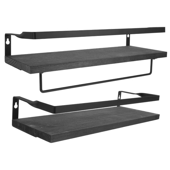 unbranded 2pcs Rustic Floating Wall Shelves Decorative Storage Rack Shelf Wall-mounted Shelves