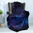 thumbnail image 4 of Sky Soft Flannel Fleece Throw Blanket, Space Night Time Universe Stars and Nebulas Distant Parts of Galaxy, Cozy Plush for Indoor and Outdoor Use, 50" x 70", Purple Charcoal Grey, by Ambesonne, 4 of 5