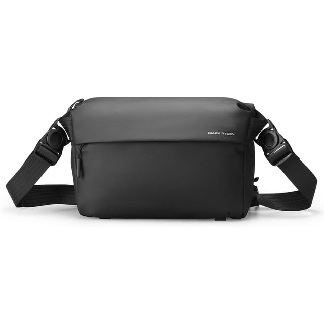 MARK RYDEN Bolso Cruzado para Hombre 6L, Bolso de Hombro Tipo Mensajero de Nylon Resistente Al Agua con Hebilla Magnética, Compartimento para Tablet de hasta 10 Pulgadas, Negro