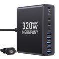thumbnail image 1 of Estación de carga MGRNPONY USB C de 320 W con 10 puertos para MacBook, color negro, 1 of 6