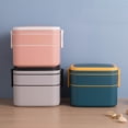 thumbnail image 3 of ENJOYW 1000ML/1400ML Lunch Container Double-layer Leakproof Plastic Japanese Style Lunch Box for Home Lunch Container, 3 of 7