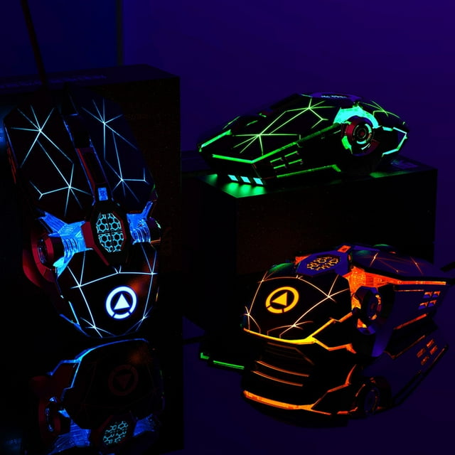 pitrice Sensitive Button Gaming Mouse Frosted Skid-proof Computer Mice Backlit Laptop Accessaries, Black, Voiced