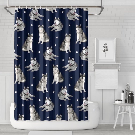 Siberian Husky Shower Curtain 72"x72" ,Bathroom Decorative Shower Curtains Set with 12 Hooks,Modern Waterproof Washable Shower Curtain