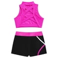 thumbnail image 4 of IEFIEL Kids Girls Sports Gymnastics Suit Sleeveless Crisscross Back Crop Top with Shorts Swimsuit Beachwear Hot Pink 14, 4 of 7