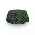 thumbnail image 3 of Geometric Ottoman Cover, Hexagons and Stars, 2 Piece Slipcover Set with Ruffle Skirt for Square Round Cube Footstool Decorative Home Accent, Standard Size, Olive Green Sea Green, by Ambesonne, 3 of 5