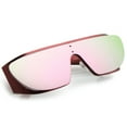 thumbnail image 4 of Futuristic Oversize Metal Cutout Rubberized Arm Insert Mirrored Shield Sunglasses 64mm (Red / Pink Mirror), 4 of 4