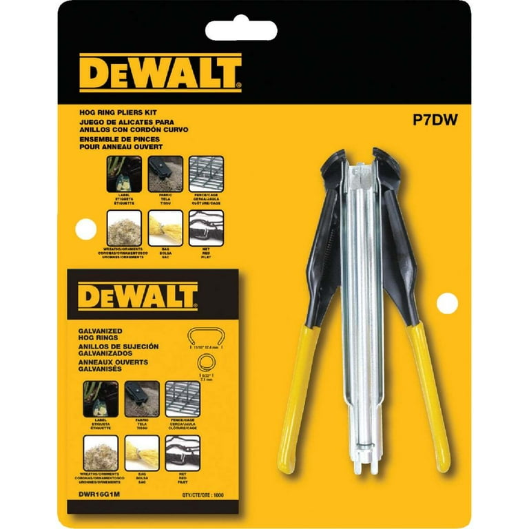 DEWALT P7DW Case Hardened Steel Hog Ring Pliers Kit Yellow