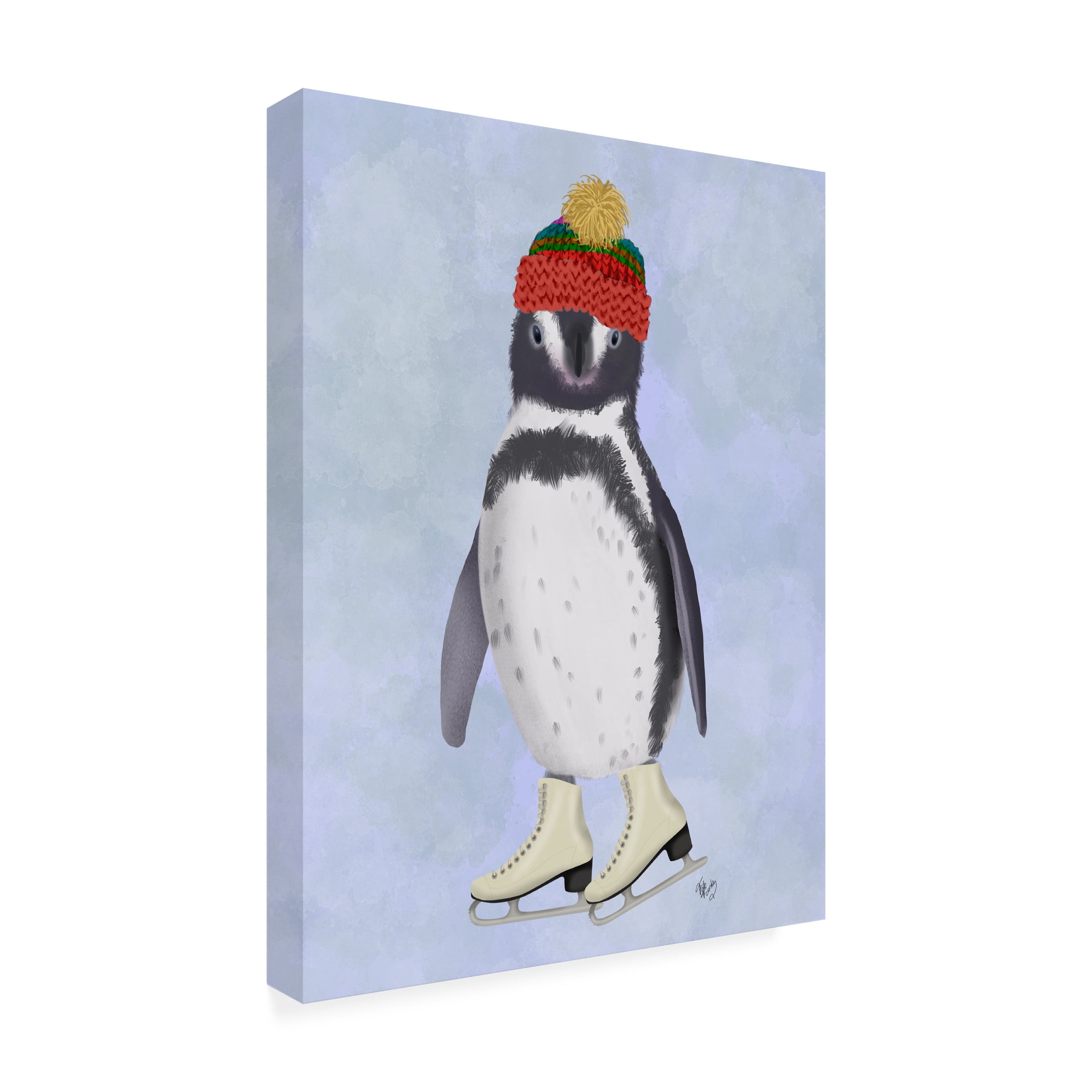 Fab Funky 'Penguin Ice Skating' Canvas Art