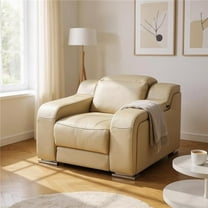 HomeRoots 634543 41 in. Beige Italian Leather Wall Hugger Recliner with USB