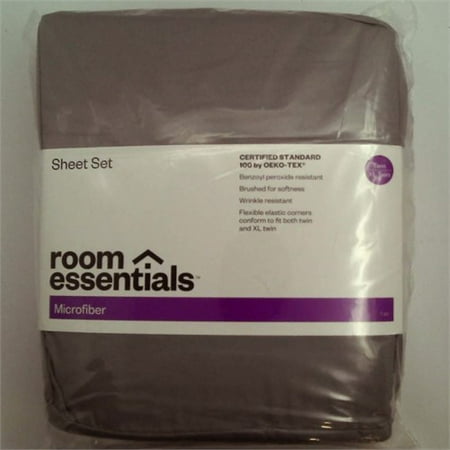 Twin/Twin XL Room Essentials Dorm Bed Microfiber 3 Piece Sheet Set Twin XL with Storage Pocket (Solid Gray) by Room Essentials