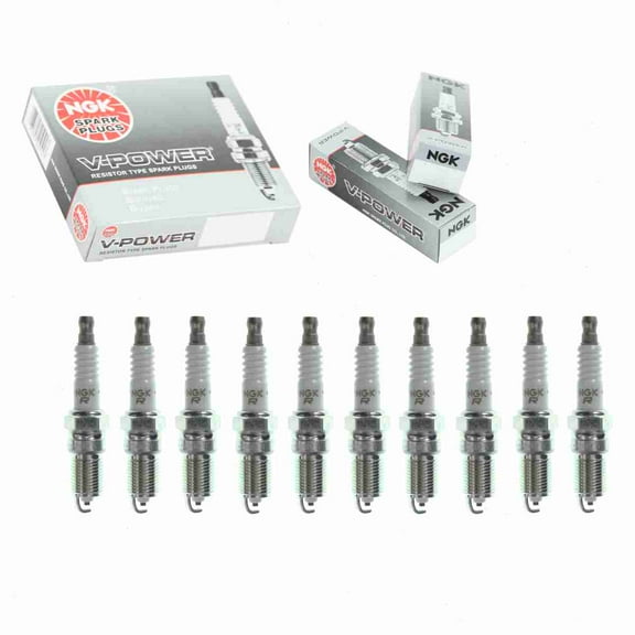 10 pc NGK V-Power Spark Plugs compatible with Ford F53 6.8L V10 1999-2004