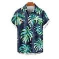 thumbnail image 2 of Yyeselk Hawaiian Shirt for Men Tropical Print Short Sleeve Casual Loose Shirt Button Down Lapel Relaxing Vacation Summer Beach Shirt Dark Blue XL, 2 of 4