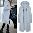 thumbnail image 2 of Luwomo Women's Casual Jackets Zipper Long Sleeve Hooded Drawstring Warmth Versatile Outerwear Everyday Activities with Pockets Blouses Light Blue,L, 2 of 6