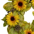 thumbnail image 3 of Yellow Sunflower and Pine Cone Artificial Fall Harvest Wreath - 24 inch, Unlit, 3 of 4