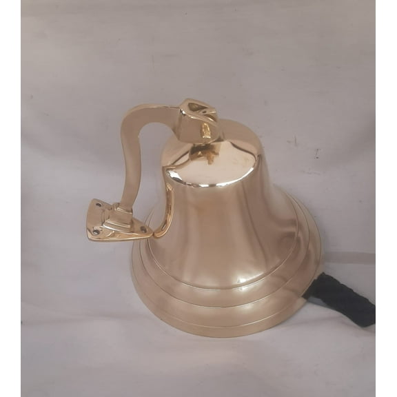 Nautical Antique Ship, Church & School Bells with Rope Lanyard Pull, Finish, 7''