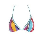 Nanette Lepore Blue Multi Sayulita Serape Striped Triangle Bikini Top S