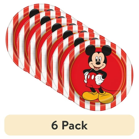 (6 pack) Mickey Mouse Paper Dessert Plates, 7in, 8ct