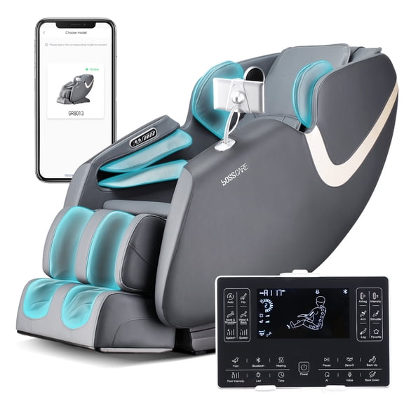 BOSSCARE 2024 New Massage Chairs with AI Voice Control Shiatsu Recliner Gray