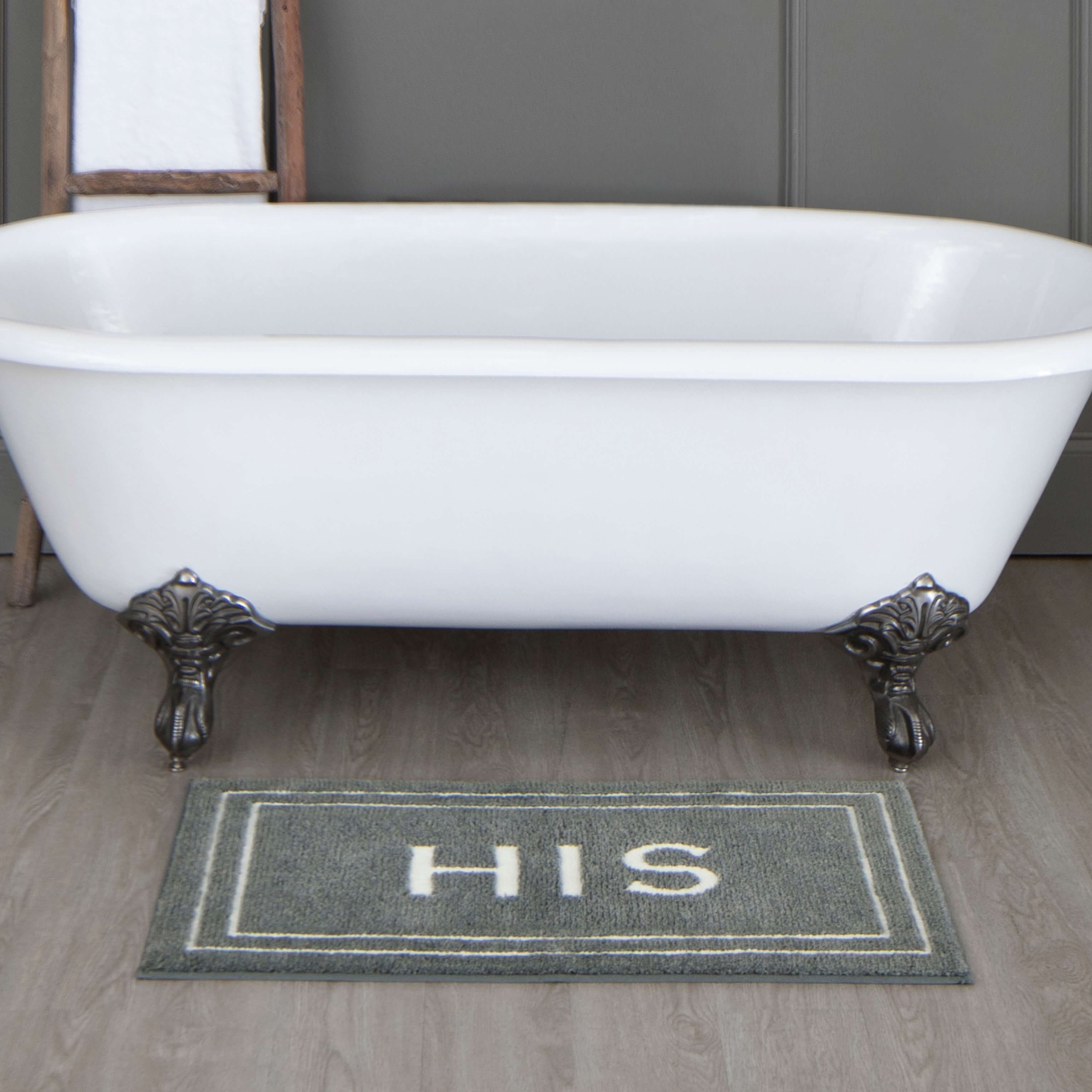 Mohawk Home His Knitted Plush Pile Washable Polyester Non-Slip Bath Mat, Pewter, 1'8" x 2'10"