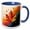 Blue/White, variant on 3drose, Orange Maple Leaf, Curvy Colorful Waves. Allegory of Autumn, Gift, 11oz Magic Transforming Mug