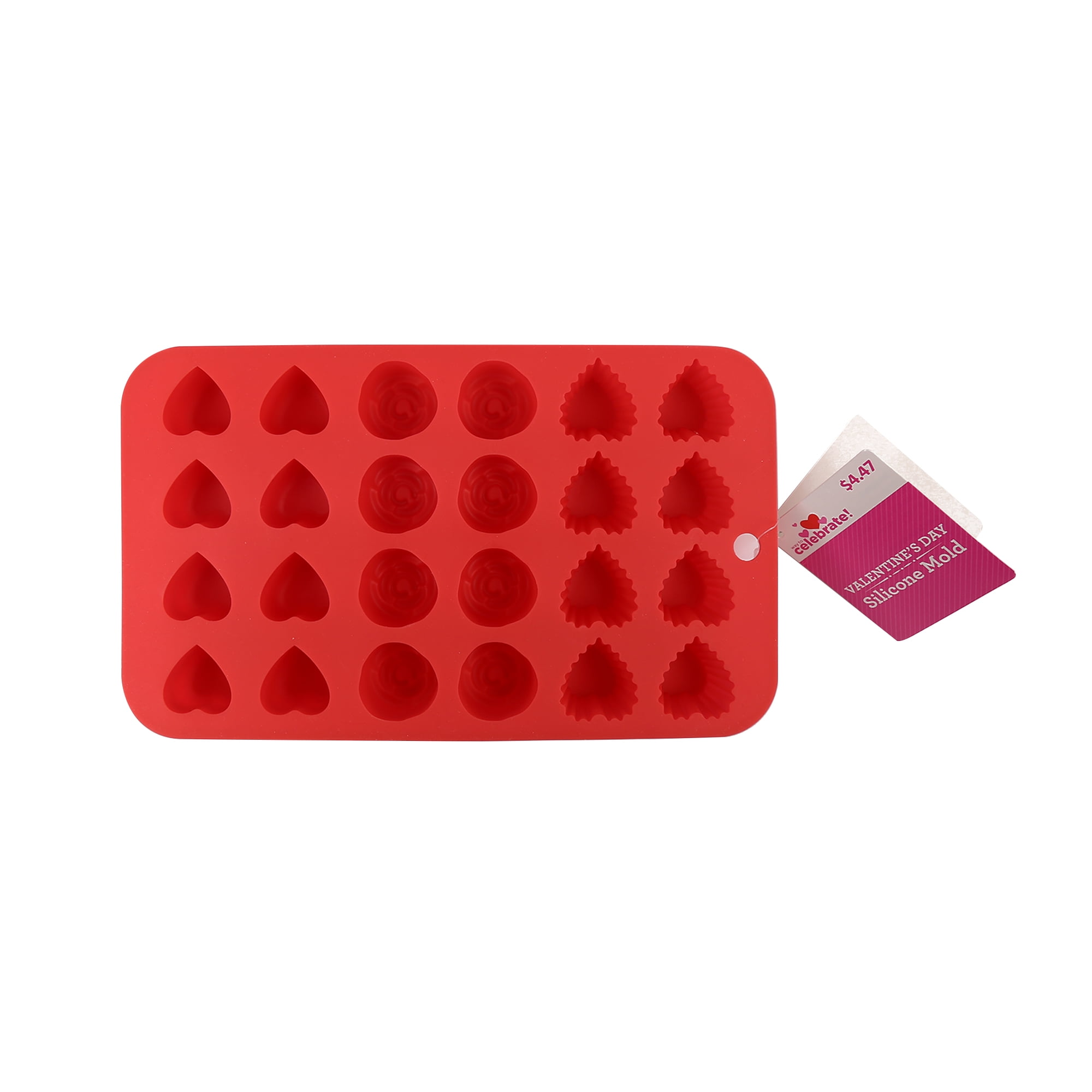 WAY TO CELEBRATE! Way To Celebrate Valentine's Day Heart and Rose Silicone Mold Red Color