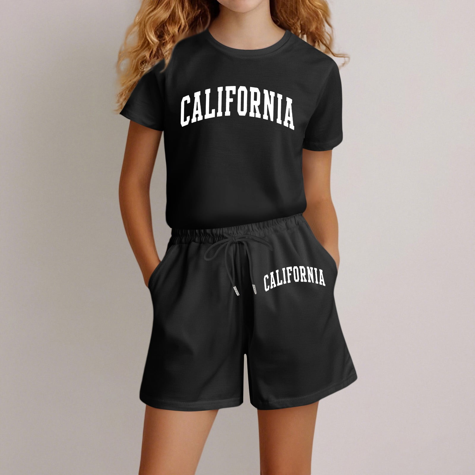 Tenue pour Nouveau-Né Fille Tenue d'Été Mode Imprimé Lettre T