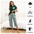 thumbnail image 3 of Women's Short Sleeve Pajamas Sets with Capri Pants 2 Piece Womens Capri Pajama Sets with Pockets Summer Plaid Print Sleepwear Set for Women, S-XXL, 3 of 11