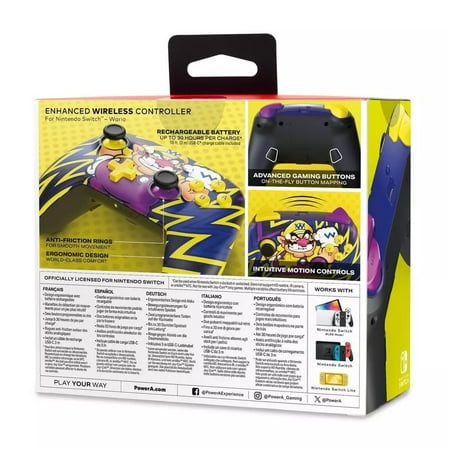 PowerA Enhanced Wireless Rechargeable Controller for Nintendo Switch - Wario