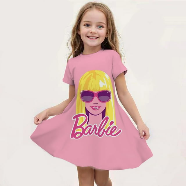Nouveau Kawaii Barbie Pyjamas pour Enfants Fille Anime Doux Robe d'Été à Manches Courtes pour Bébé