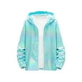 thumbnail image 6 of INSPIRE CHIC Men's Jacket Metallic Zip up Hooded Lightweight Holographic Shiny Jackets S Mint Blue, 6 of 7