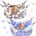 thumbnail image 1 of Heart Pattern Hammock for Small Animals - Perfect for Guinea Pigs, Rats, Chinchillas, Parrots, Sugar Gliders & Ferrets. Available in Purple & Coffee., 1 of 4